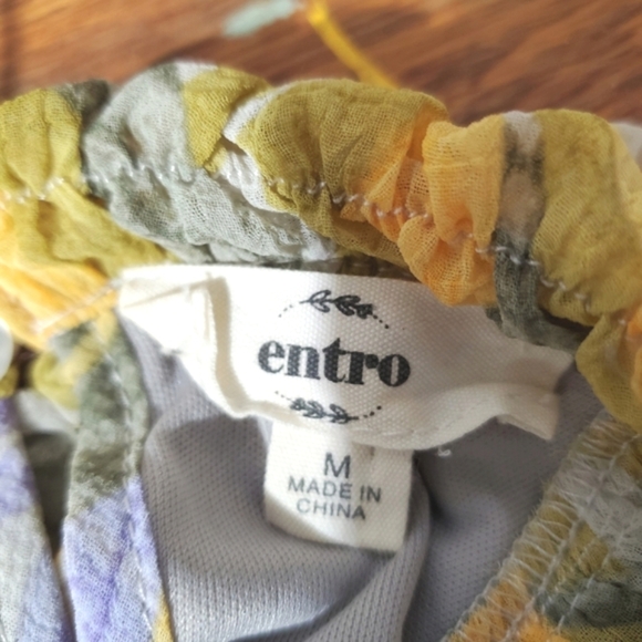 Anthropologie Entro Top Womens Medium Floral Halter Ruffle Blouse - Picture 5 of 6